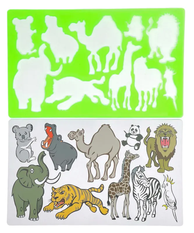 Sjablong Ville Dyr | 10 dyremotiver | Tegnemal i plast