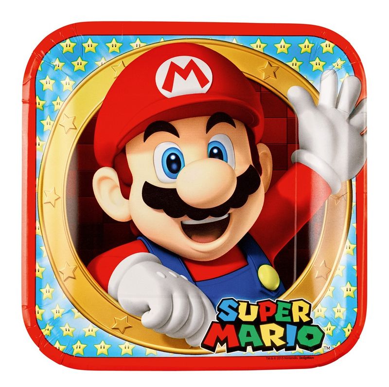 Super Mario Papptallerken 8pk 23 cm