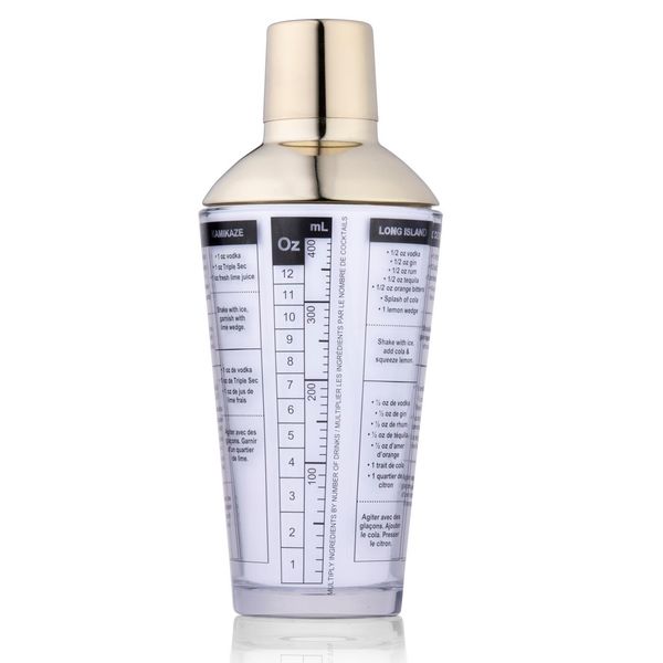 Alpina Cocktailshaker i glass 480 ml | Gullfarget lokk