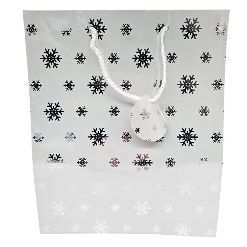 Gavepose snøkrystaller 32x26.5x12cm | Perfekt til jul