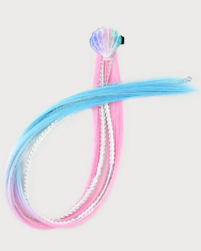 Den goda Fen Hårklips med falskt langt hår og skjell 2pk