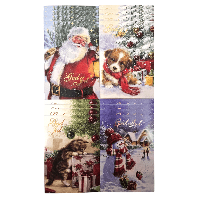 Hovedbilde Enkle Julekort 16stk Mange Ulike Motiver | 4 ass 