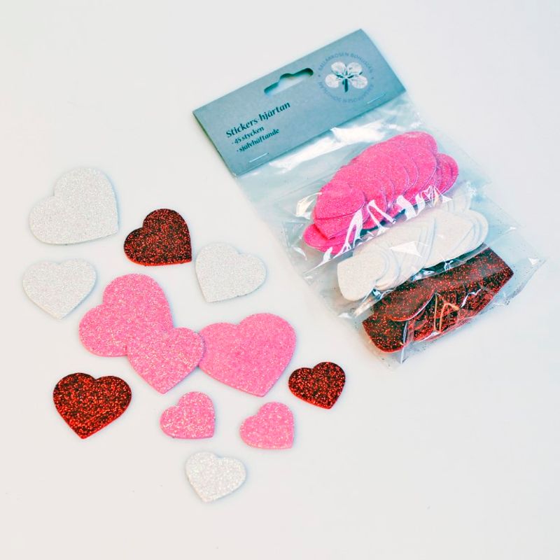 Tykke Klistremerker 45pk - Hjerte/Stjerne 