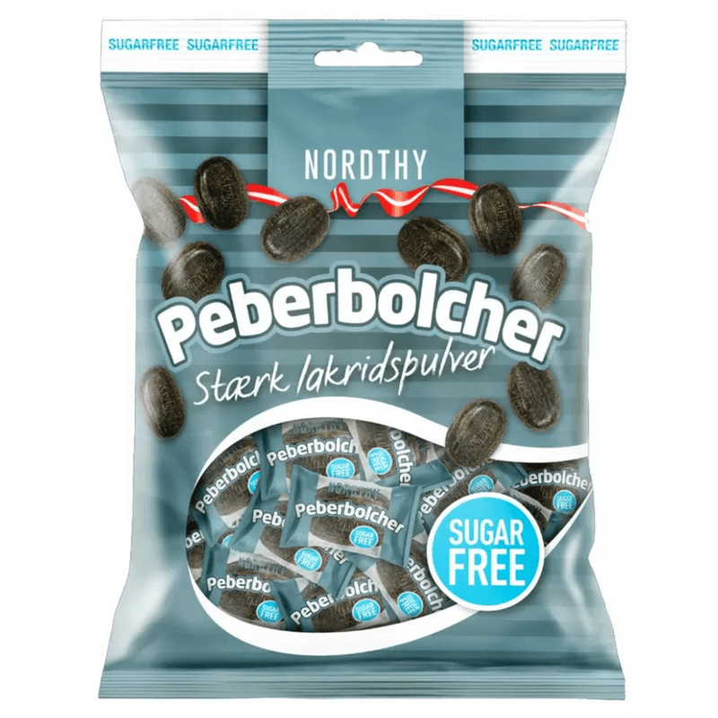 Nordthy Peberbolcher Sukkerfri 125g | Individuelt pakket lakrisdrops