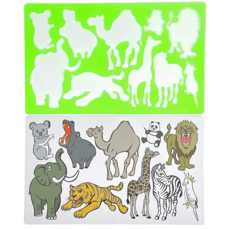 Sjablong Ville Dyr | 10 dyremotiver | Tegnemal i plast