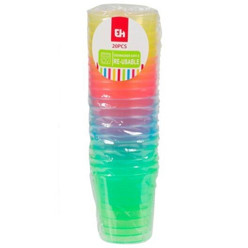 Shotglass 20pk - Ulike Farger - Gjenbrukbare