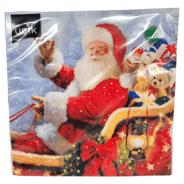 Juleservietter Nisse i slede 20pk 3-lags | 33x33cm | Unik