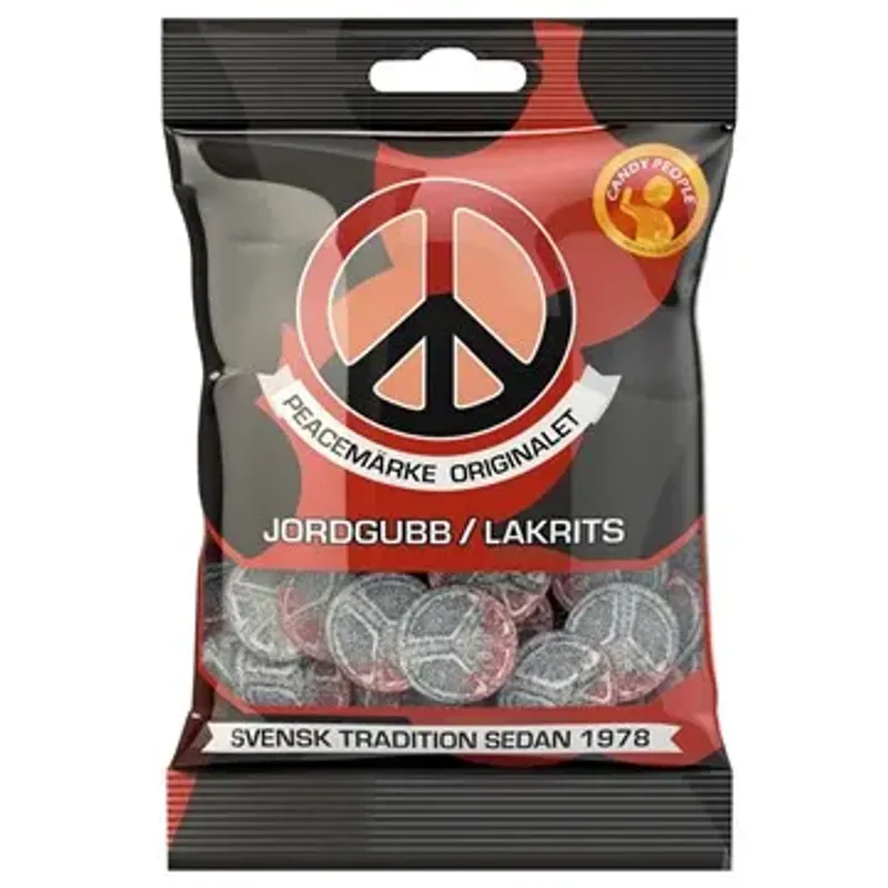 Peacemerke Jordbær og Lakris 18x80g | Storpakk