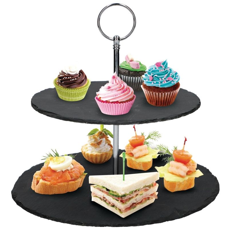 Alpina Serveringsfat To Etasjer Skifer og Metall