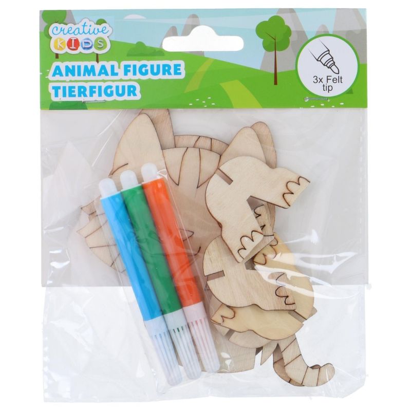 3D Dyrefigurer i Tre 2pk | Kreativt hobbysett | 6 ulike 