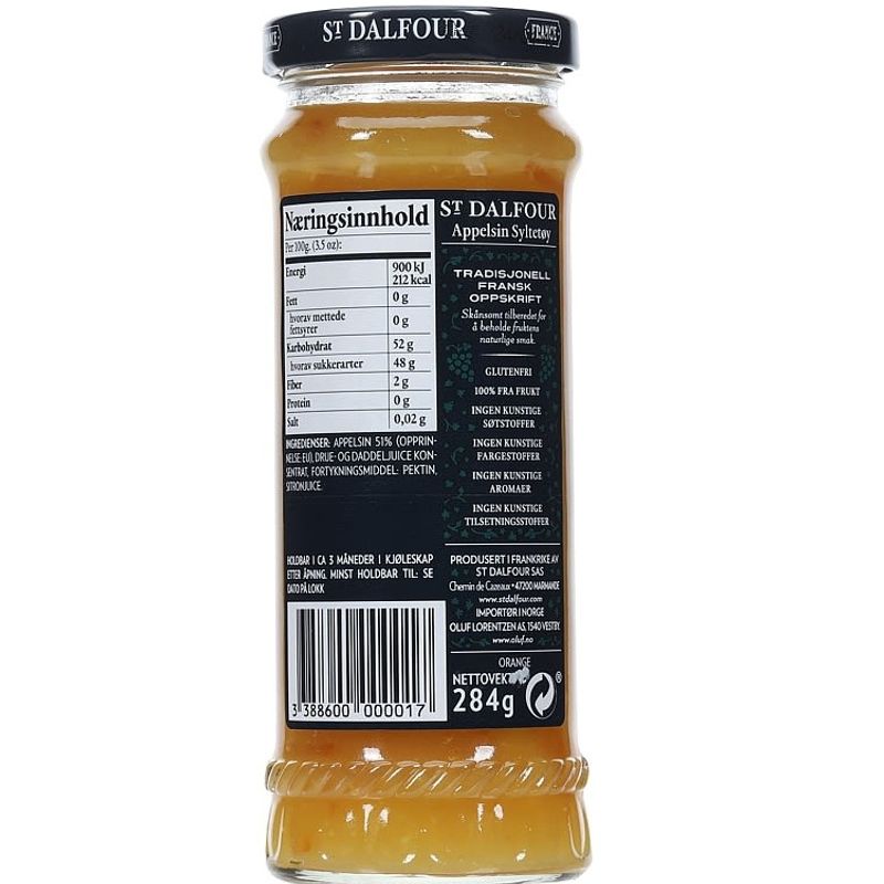 St. Dalfour Appelsinmarmelade 280g | Uten tilsatt sukker