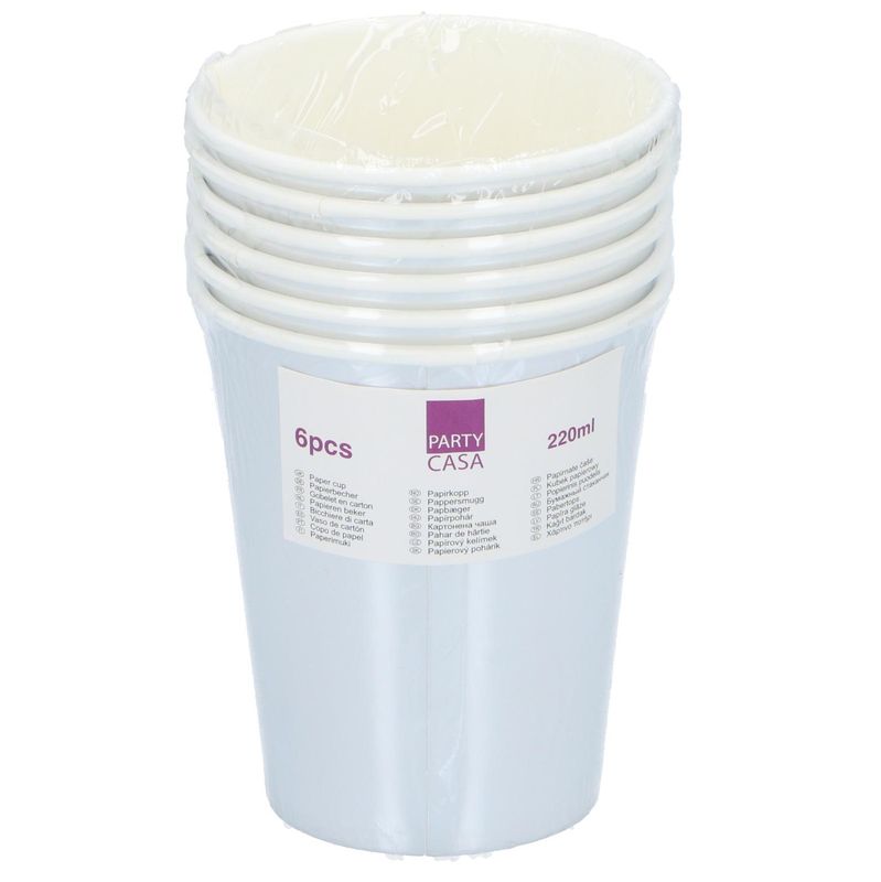 Partykopper Papp 6pk 23cm Gull/Sølv Metallic