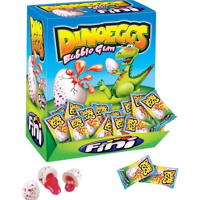 Hovedbilde 200 stk Fini Dino Eggs Tyggegummi med Flytende Kjerne Storpakk