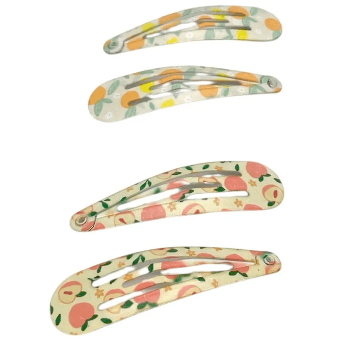 Hovedbilde Bellizza Hårspenne Fruktmotiv 4pk 5cm | Metallspenner